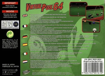Virtual Pool 64 (Europe) box cover back